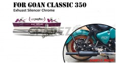 Fit For Royal Enfield Goan Classic 350 Indori Chrome Exhaust Silencer - SPAREZO Fit For Royal Enfield Goan Classic 350 Indori Chrome Exhaust Silencer - SPAREZO
